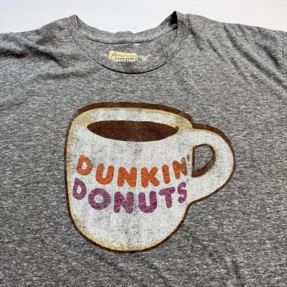 Retro Brand Mens Shirt XL Gray Tagless Dunkin Donuts Coffee Cup Graphic Tee